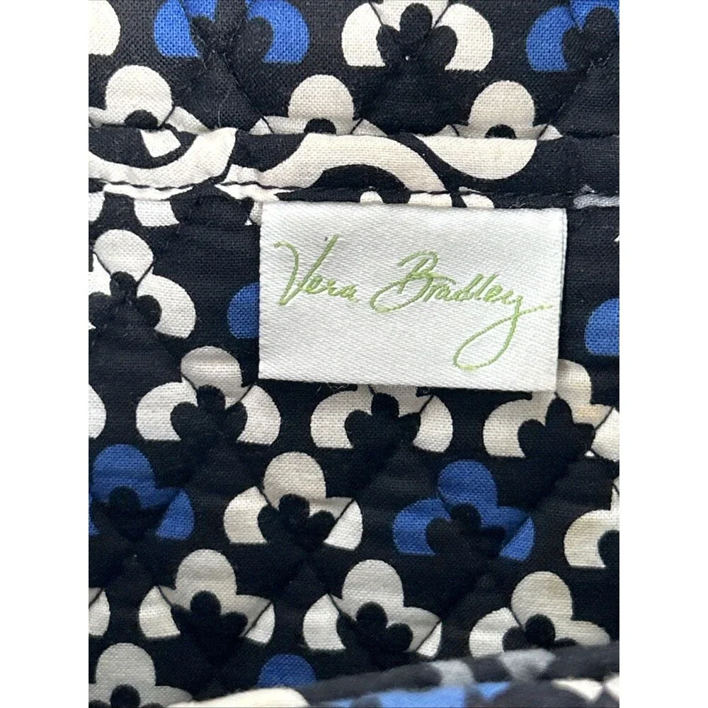 Vera Bradley Quilted Villager tote in Canterberry Cobalt Blue Black White